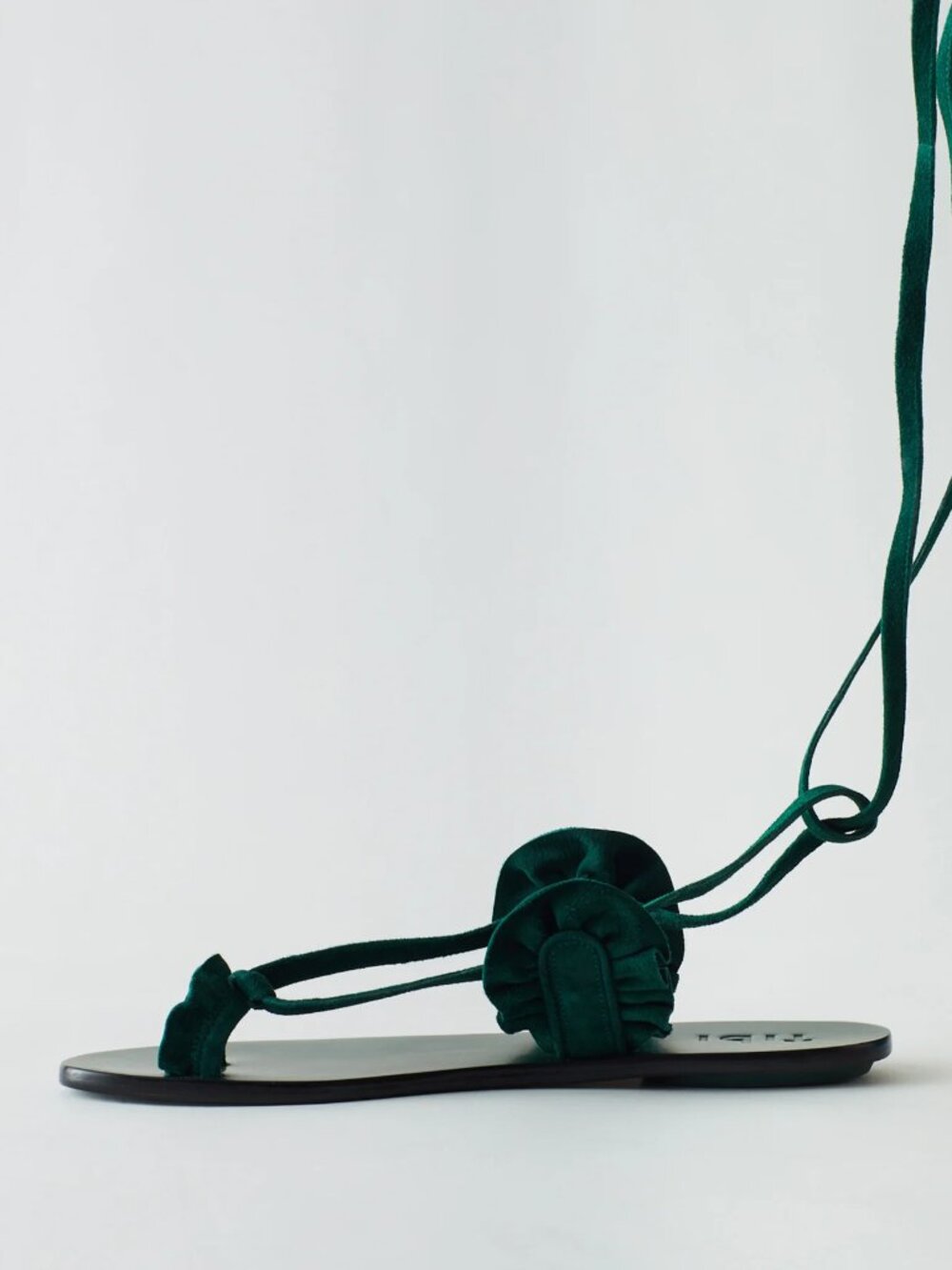 Tibi Amari Suede Sandal, emerald, size 35